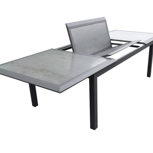 Ensemble Table extensible SOA 180/240x100x75cm + 8 fauteuils ANTSUI Gris