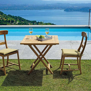 Ensemble balcon TECK MARBELLA: 1 table + 2 chaises pliantes, Bois, ensemble repas