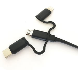 Lot de 4 câbles 3 en 1 rétractable - USB 2.0 pour appareils iOS et Android