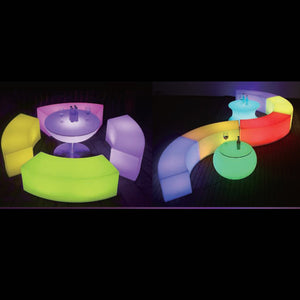 Table basse rond lumineuse LED, table basse ronde en forme de boule avec un plateau de verre 