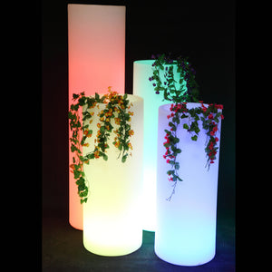 colonne déco lumineuse LED, cylindre, blanc