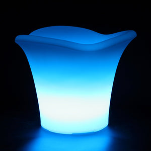 Seau à glace lumineux LED COROLLE, seau à glace design lumineux  bleu