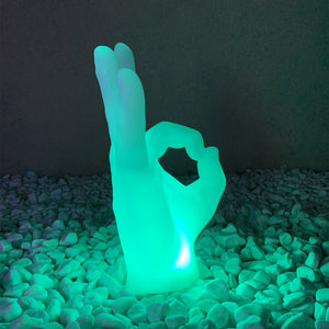 Main de champion déco LED, lampe décorative led en forme de mains ok de profil