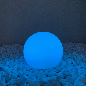 Boule déco LED solaire, Rond, Lumineux, Plastique polyéthylène, Bleu