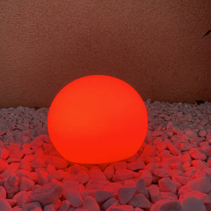 Boule déco LED solaire, Rond, Lumineux, Plastique polyéthylène, rouge