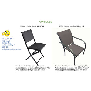 Lot de 6 fauteuils empilables ANTSUI, fauteuils en texaline détails